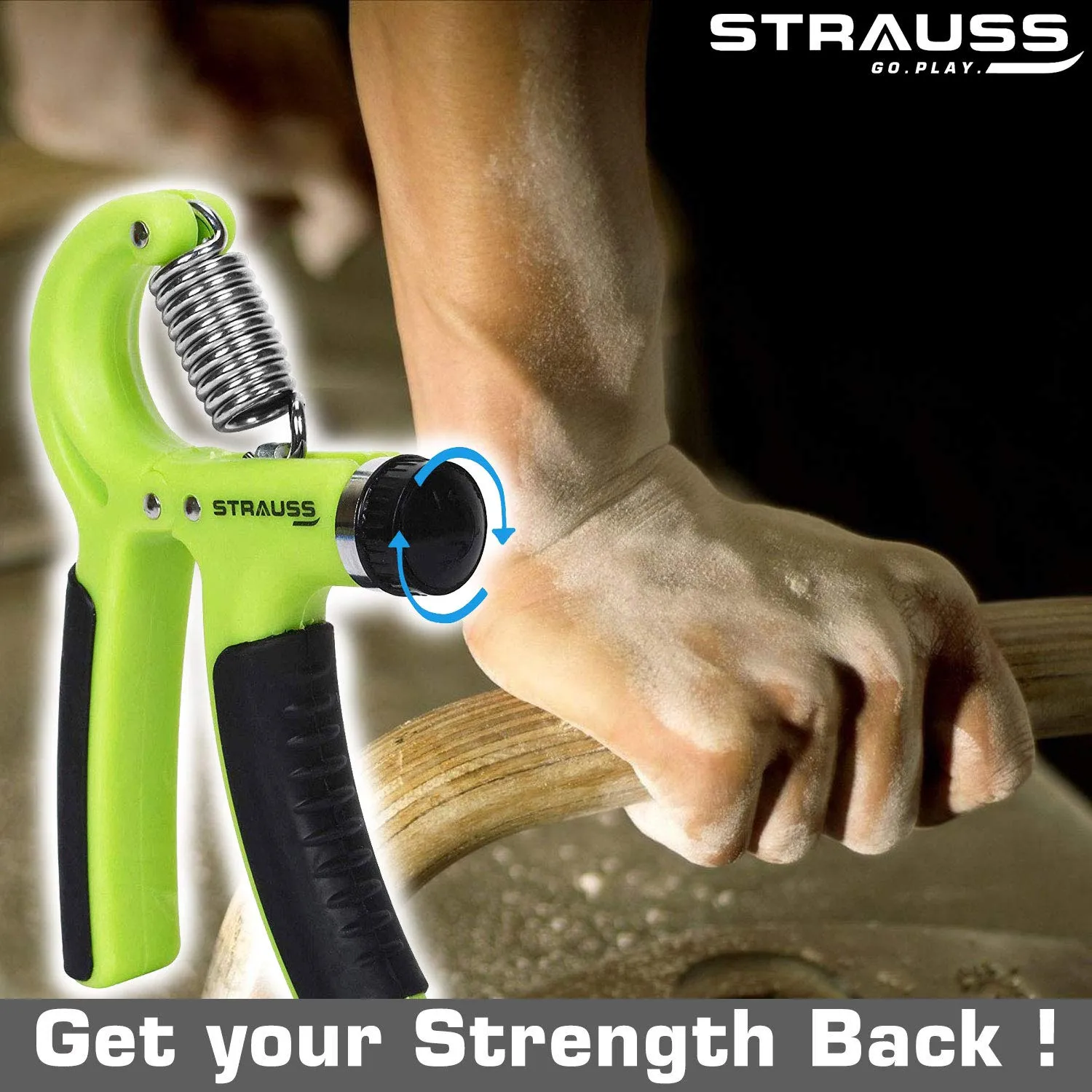 Strauss Adjustable Hand Grip Strengthener, (Black/Green) and Chest Expander with 5 Springs