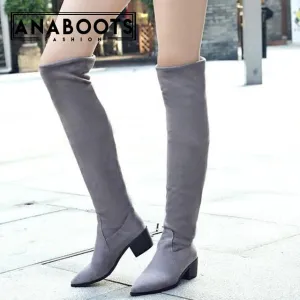 stretch cloth over the knee Boots Slip On