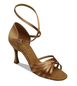 Supadance, 1403, Dark Tan Satin, 3” Flared Heel