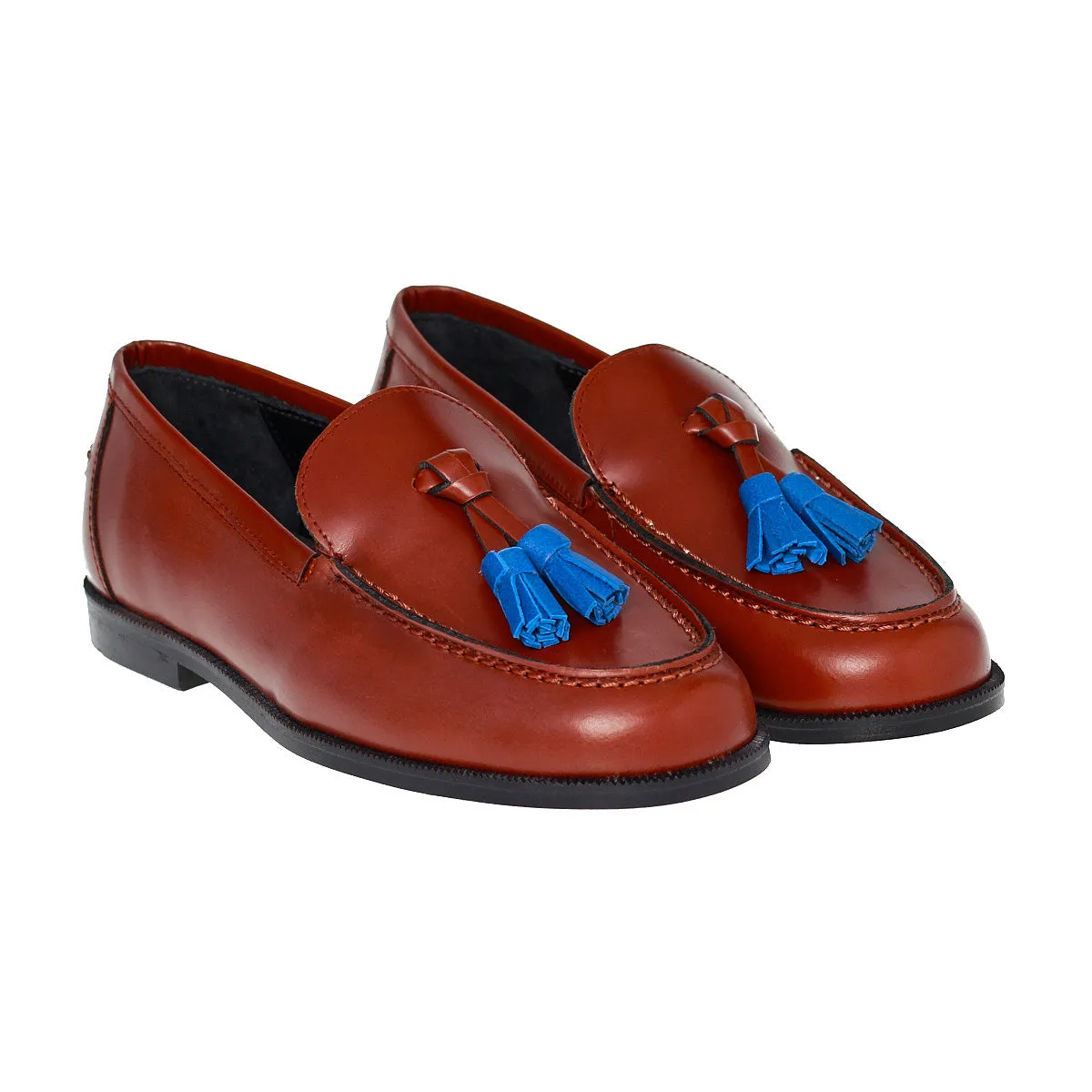 TASSELS CASTELLANO LOAFER BROWN WITH BLUE TASSEL