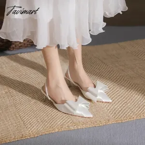 Tavimart High Heels, Feminine Style, Fashion, Large Size, Banquet, Thin Heels, Sexy Black Baotou, Pointed Toe, Non tiring Single Shoes