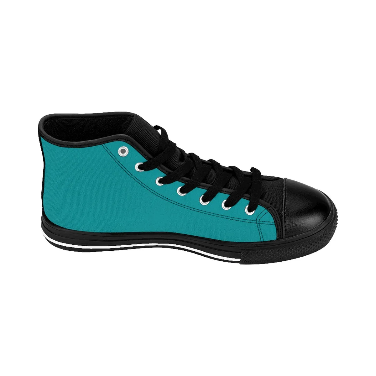 Teal Blue Women's Sneakers, Classic Solid Color High Top Running Shoes (US Size 6-12)