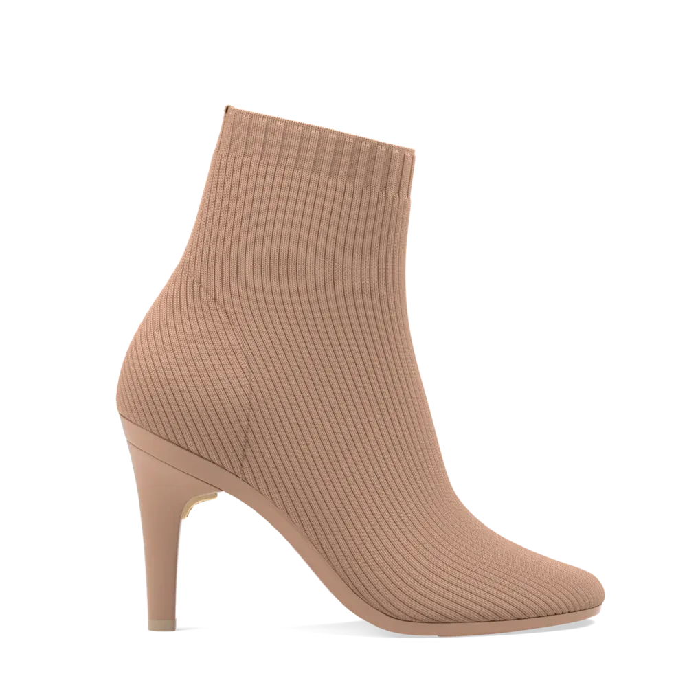 The Josie Bootie - Latte Knit 4 Stiletto