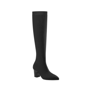 The Knee High Boot Coal Knit   Block Heel Kit 3 Coal