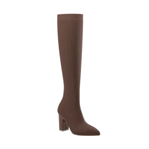 The Knee High Boot Walnut Knit   Block Heel Kit 4 Walnut