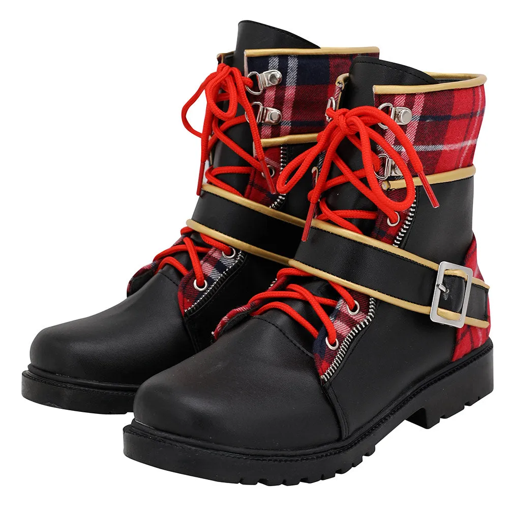 Twisted Wonderland Pomefiore Epel Felmier Black Red Boots Cosplay Shoes