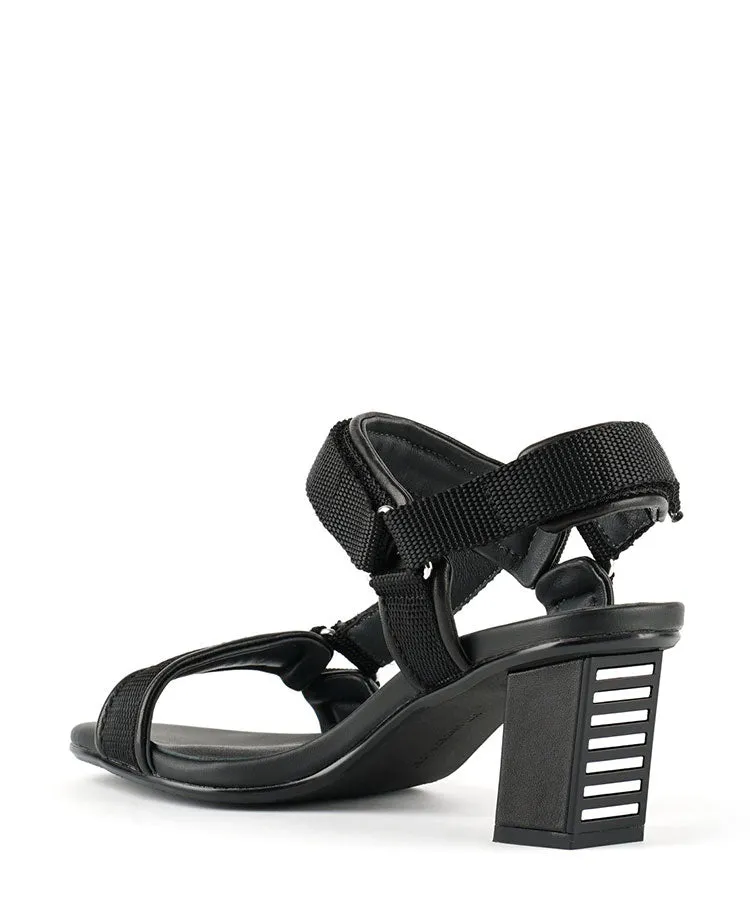 United United Aura Black Mid Heel Summer Sandal