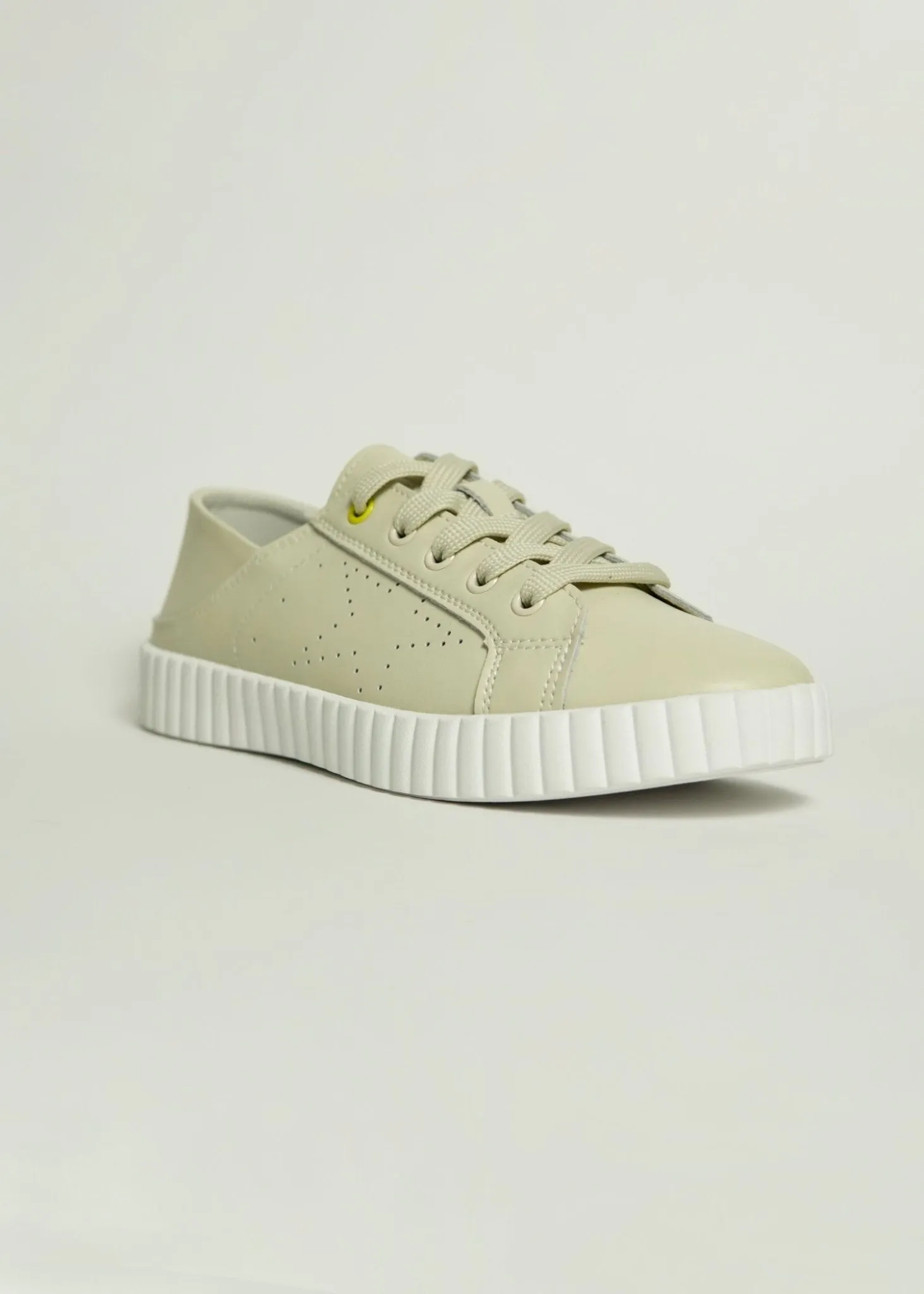 Valentina Leather Sneaker in Beige