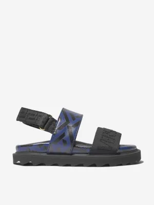 Versace Boys Leather La Greca Signature Print Sandals