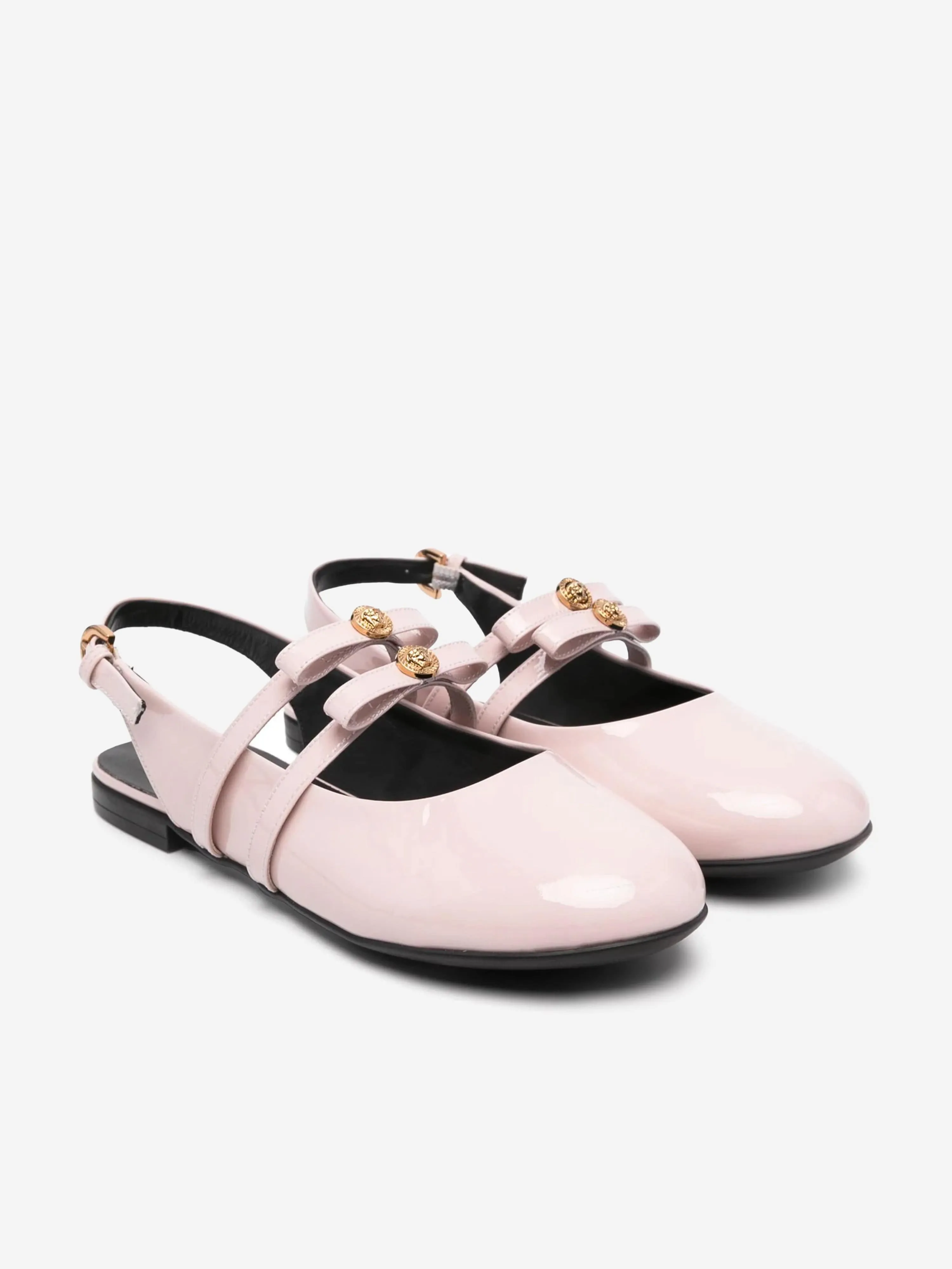 Versace Girls Leather Flat Sandals in Pink