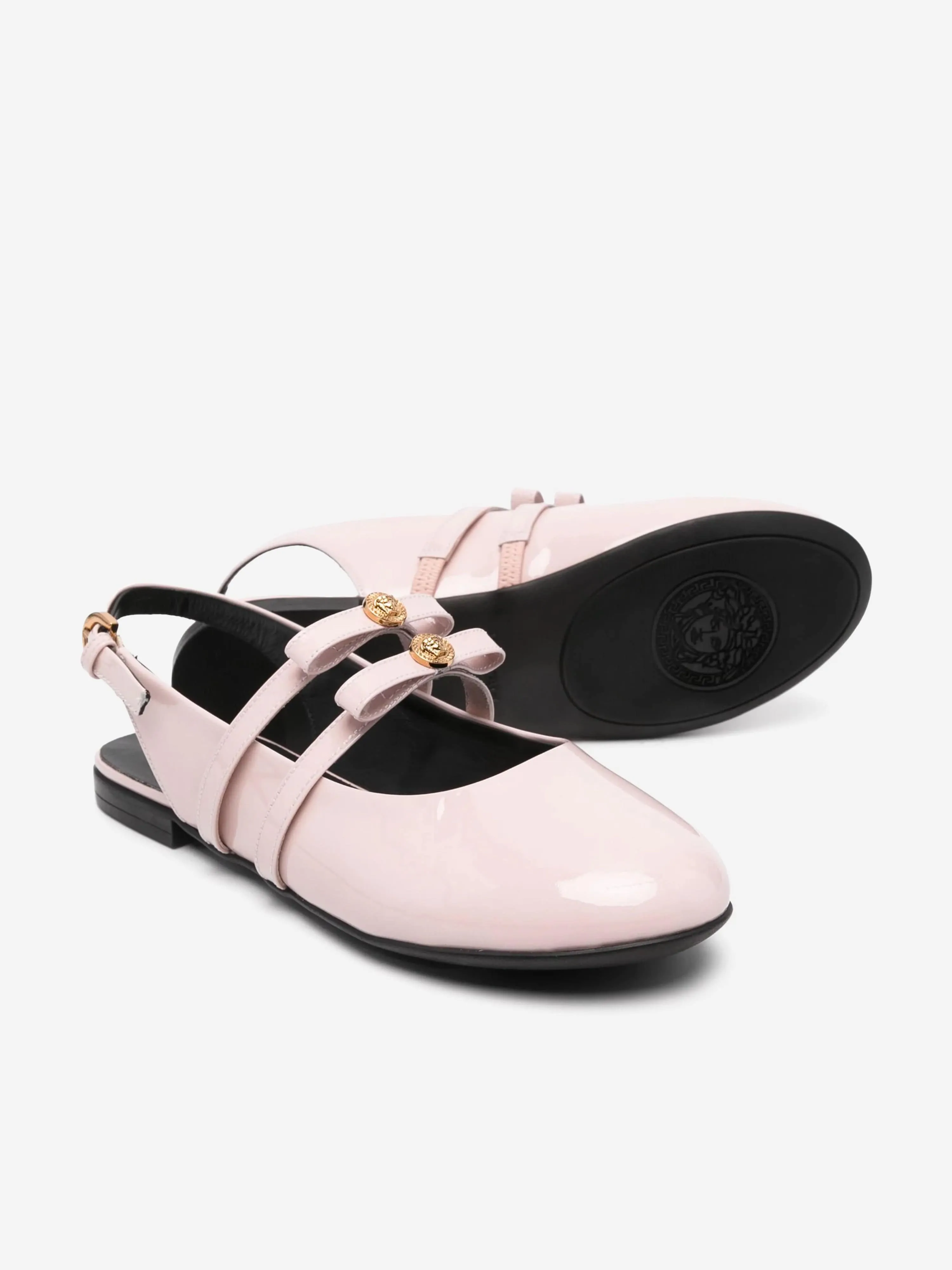 Versace Girls Leather Flat Sandals in Pink