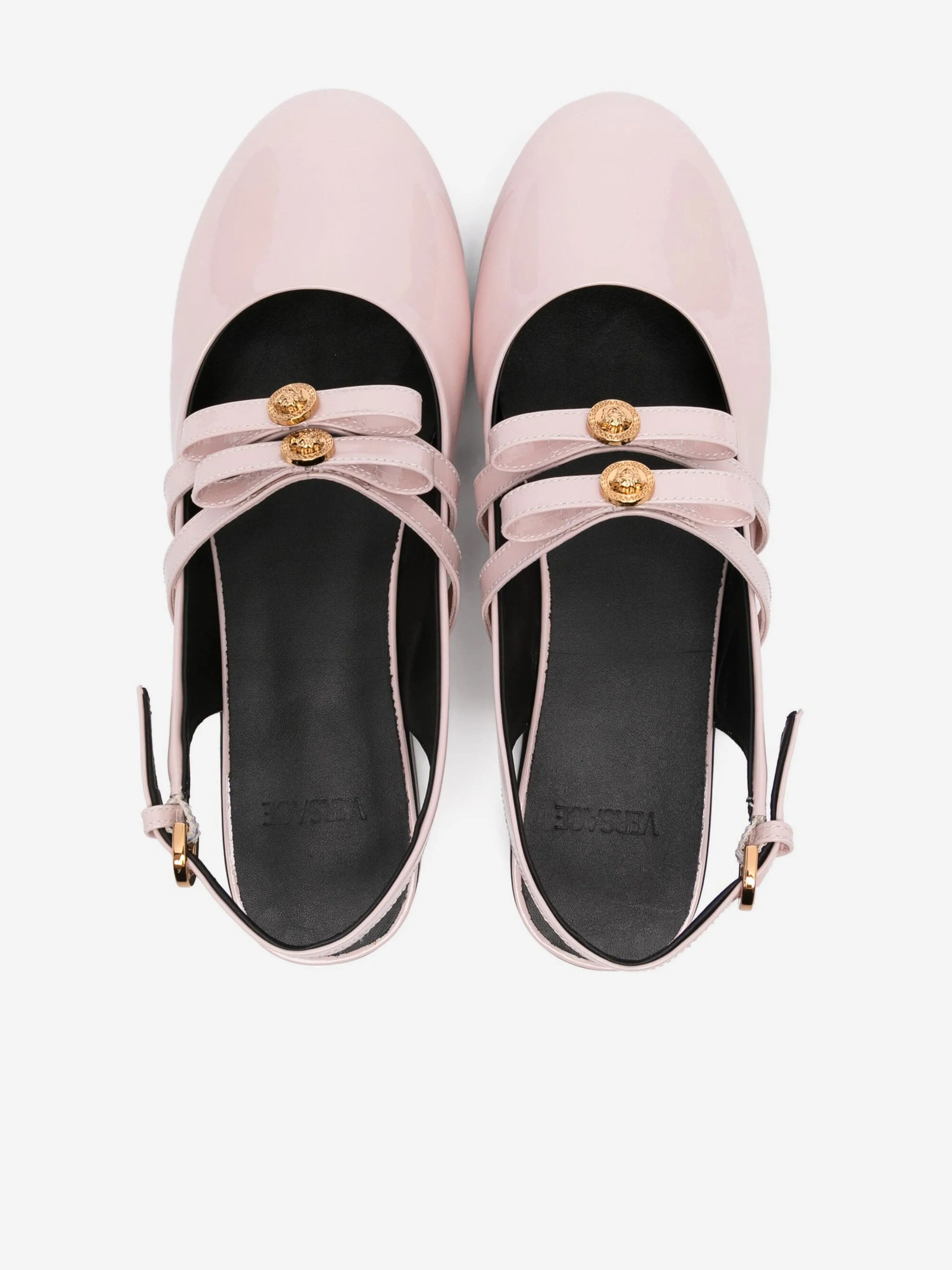 Versace Girls Leather Flat Sandals in Pink