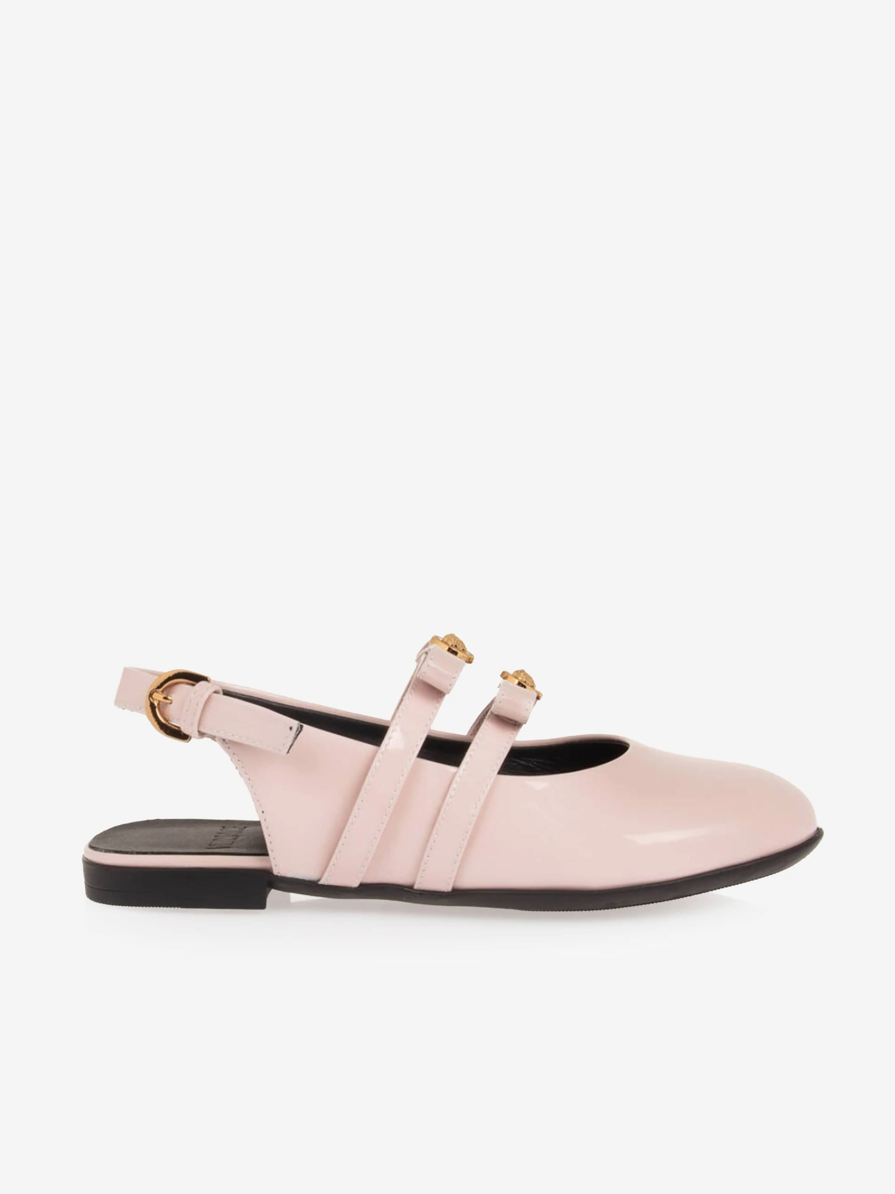 Versace Girls Leather Flat Sandals in Pink