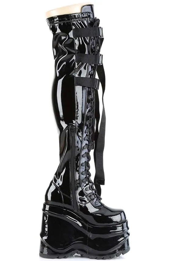 WAVE-315 [Black Patent] | PLATFORM BOOTS [PREORDER]