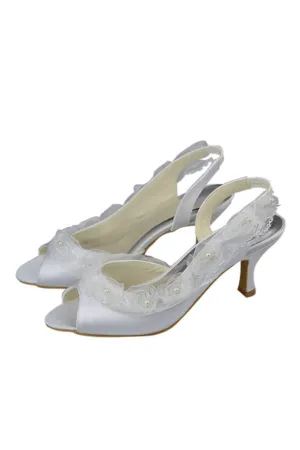 White Low-Heel Elegant Handmade Cheap Women Shoes S79