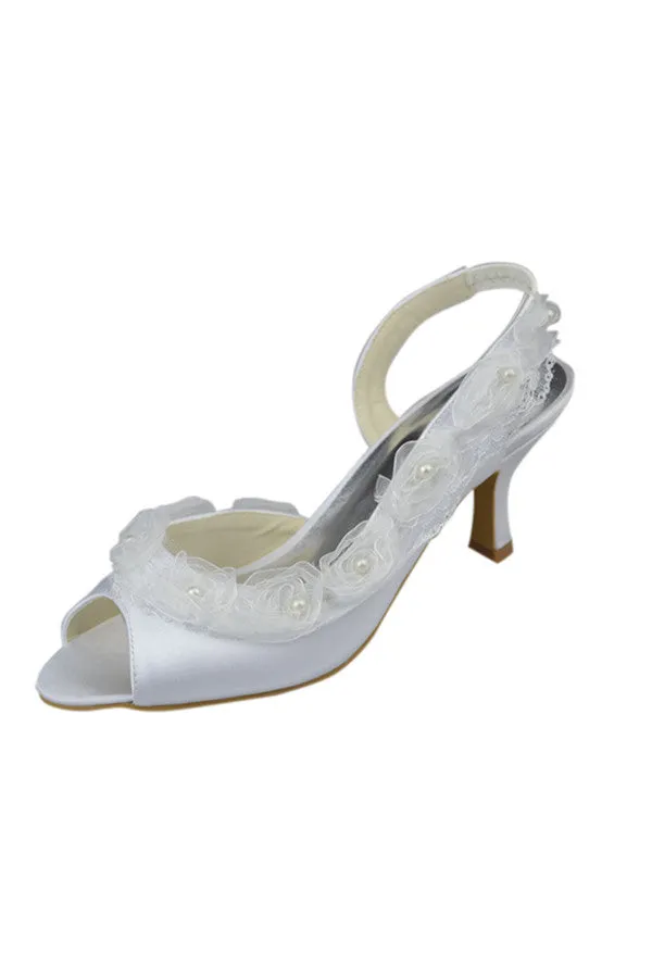 White Low-Heel Elegant Handmade Cheap Women Shoes S79