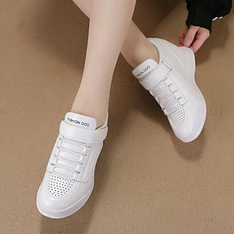 Women's Casual Shoes DOS0444 Wedge Hidden Heels White Sneakers