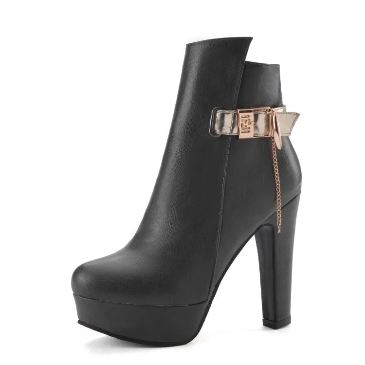 Women's Metal Platform High Heel Short Boots