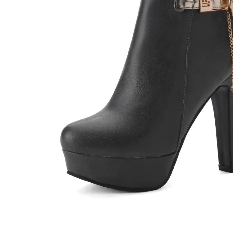 Women's Metal Platform High Heel Short Boots