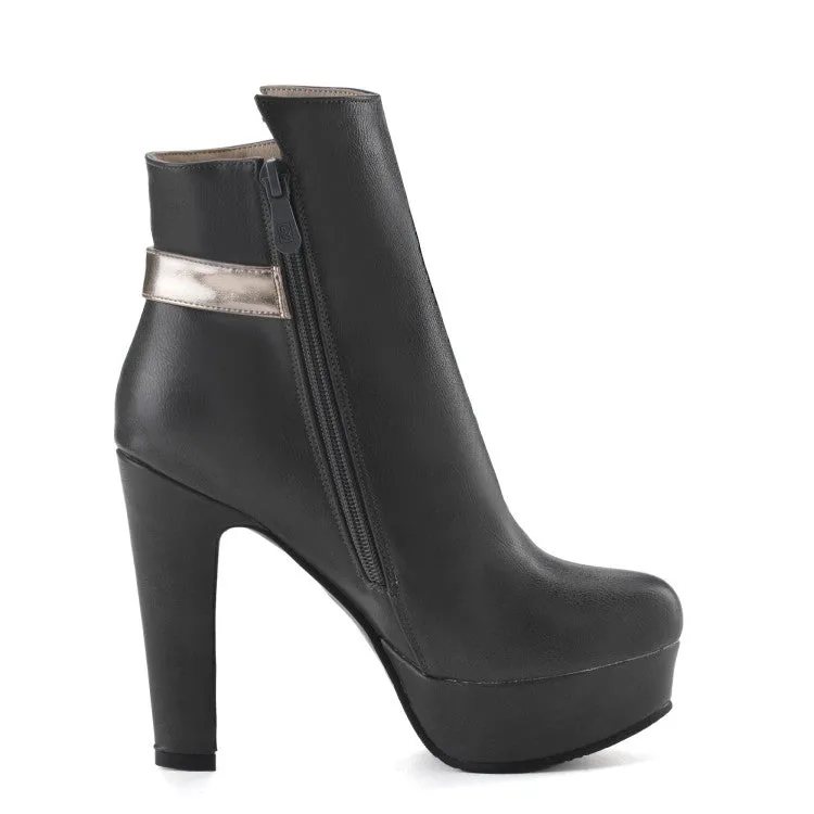 Women's Metal Platform High Heel Short Boots