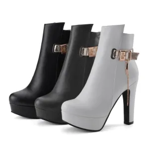 Women's Metal Platform High Heel Short Boots