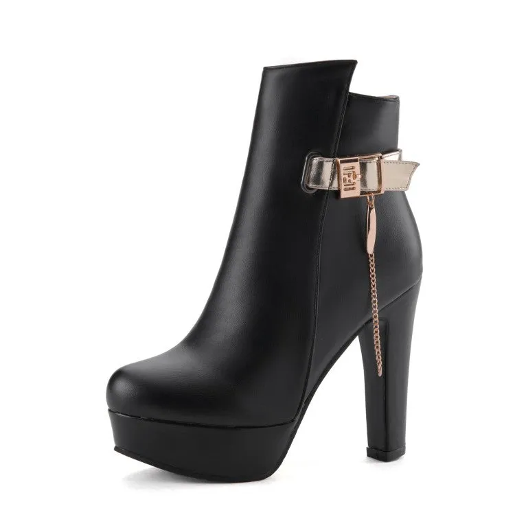 Women's Metal Platform High Heel Short Boots