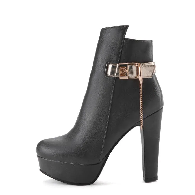 Women's Metal Platform High Heel Short Boots