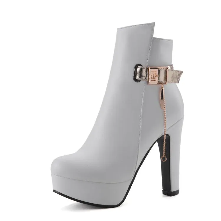 Women's Metal Platform High Heel Short Boots