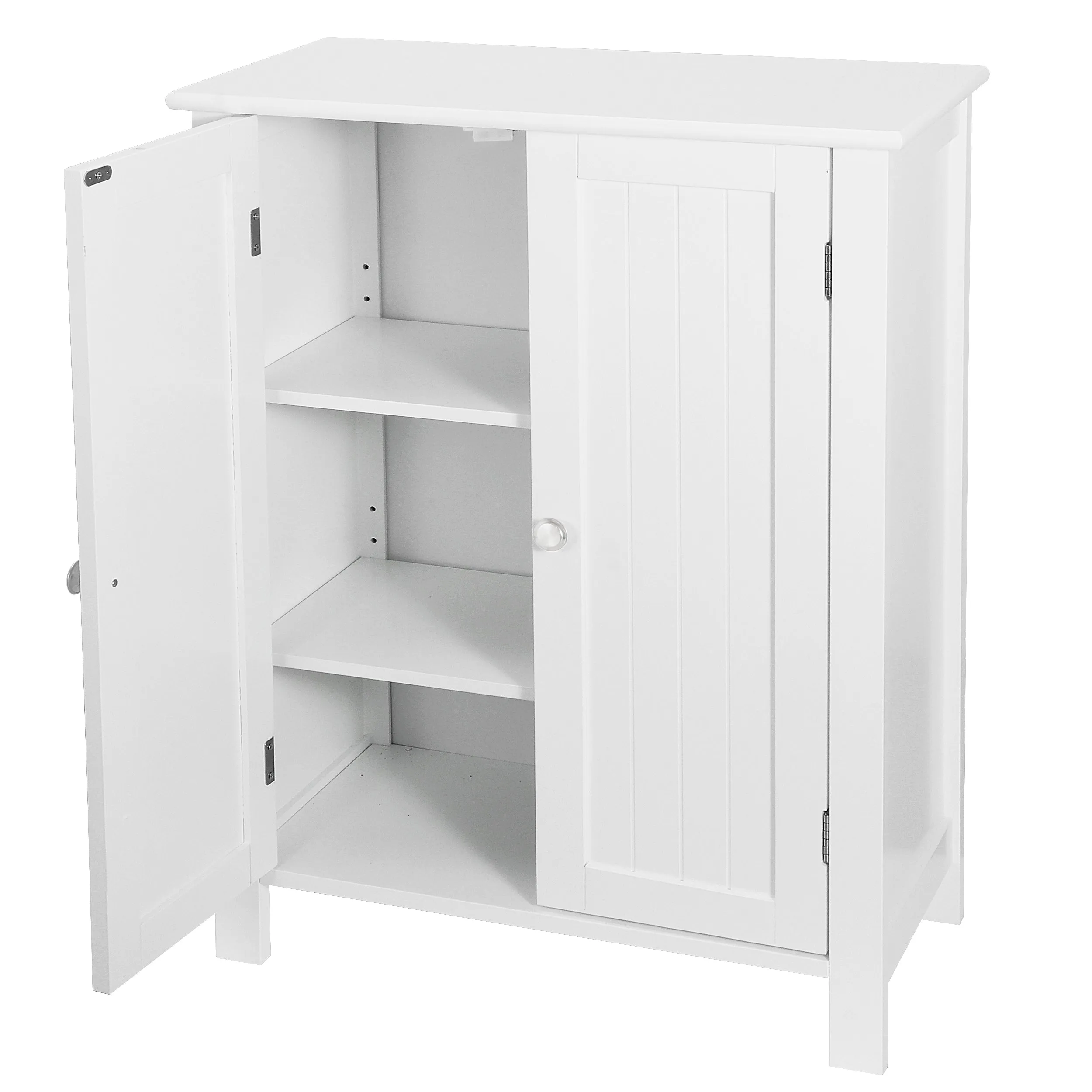 ZENY™ Bathroom Wooden Organizer Storage Cabinet with Double Door Adjustable Shelf