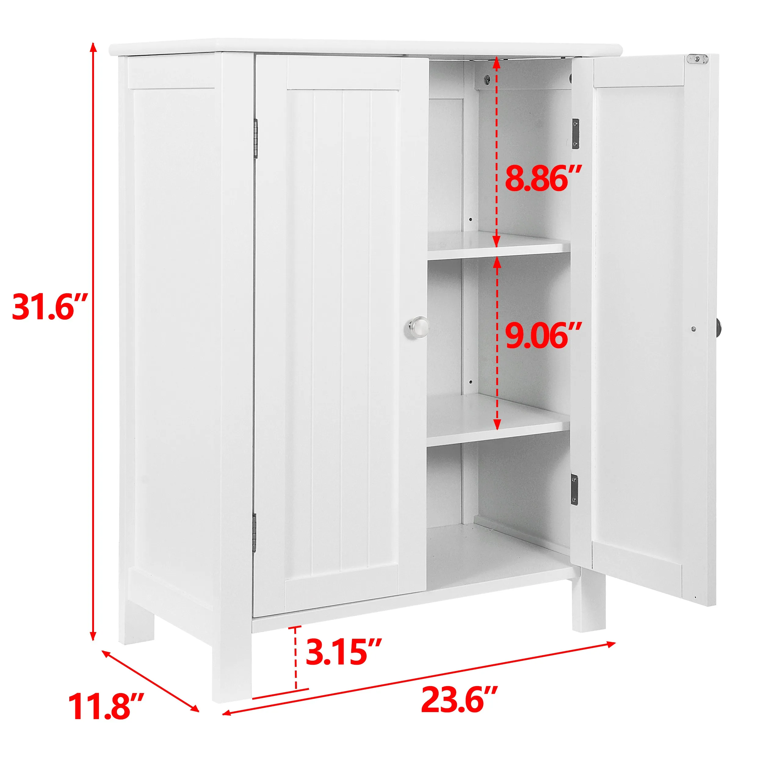 ZENY™ Bathroom Wooden Organizer Storage Cabinet with Double Door Adjustable Shelf