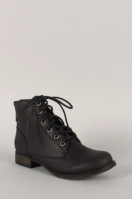 Zipper Military Lace Up Booties