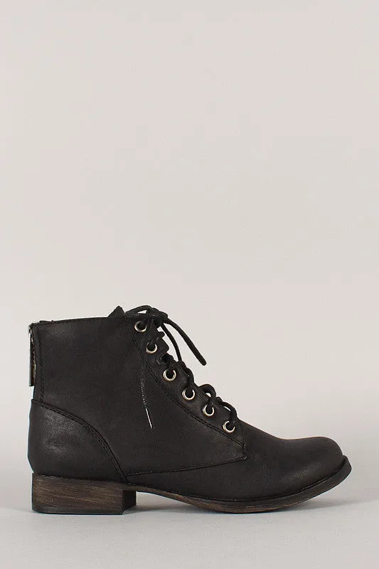 Zipper Military Lace Up Booties